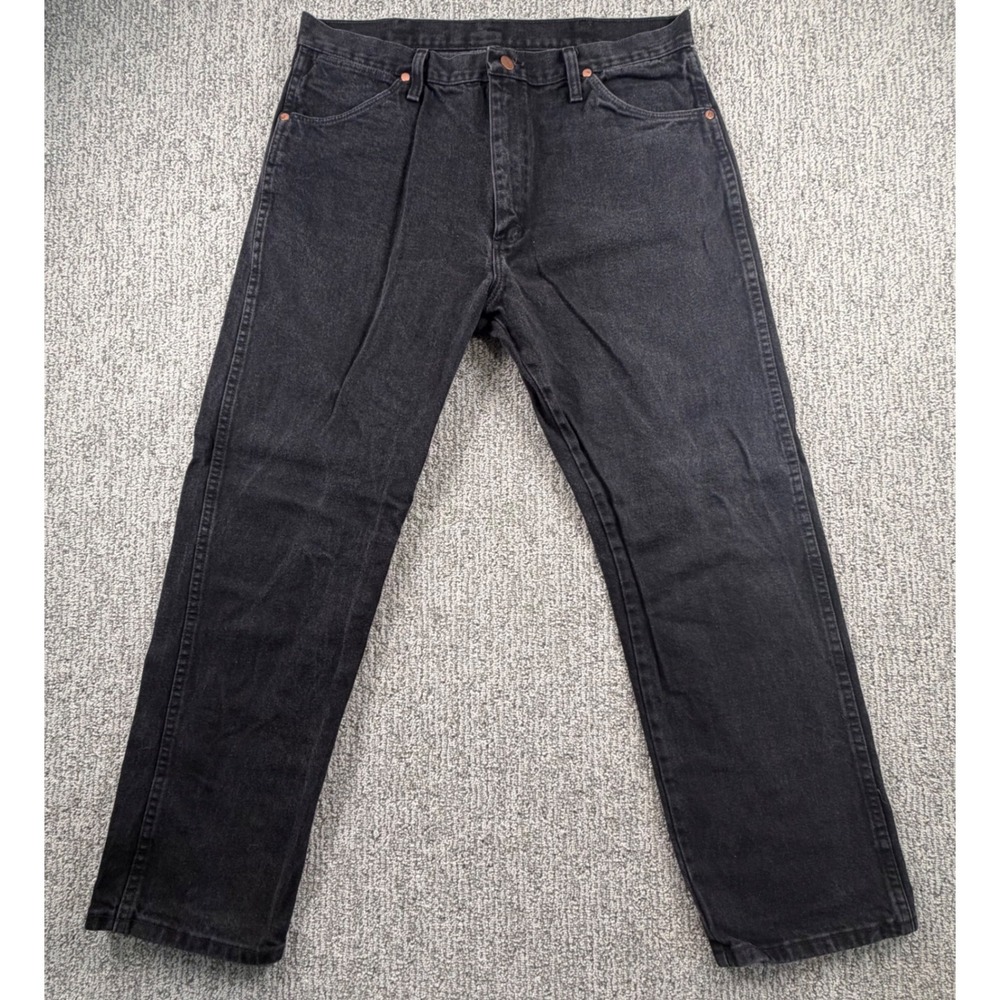Wrangler Cowboy Cut Jeans Mens 36*x30 Black 13MWZWK Original Fit Straight Denim - Picture 1 of 7